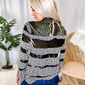 POL Velvet tiered ruffle Top